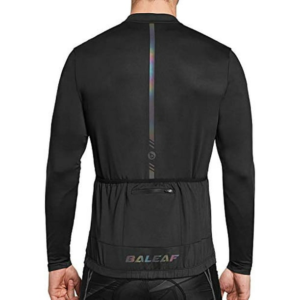BALEAF Mens Cycling Bike Jersey Long Sleeve Shirt with 4 Rear Pockets Reflective Quick Dry UPF 50+